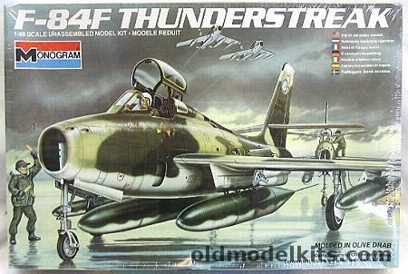 Monogram 1/48 F-84F Thunderstreak - With Bomb and Cart - Texas Air National Guard (camo) or Commanding Officer of 131 Tactical Fighter Wing Missouri Air Guard (Natural Finish), 5432 plastic model kit